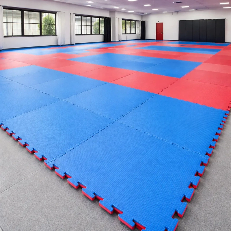 PLANCHA QRUBBER TATAMI 1 MT X 1 MT X 5 CM ROJO/AZUL 2 - 6