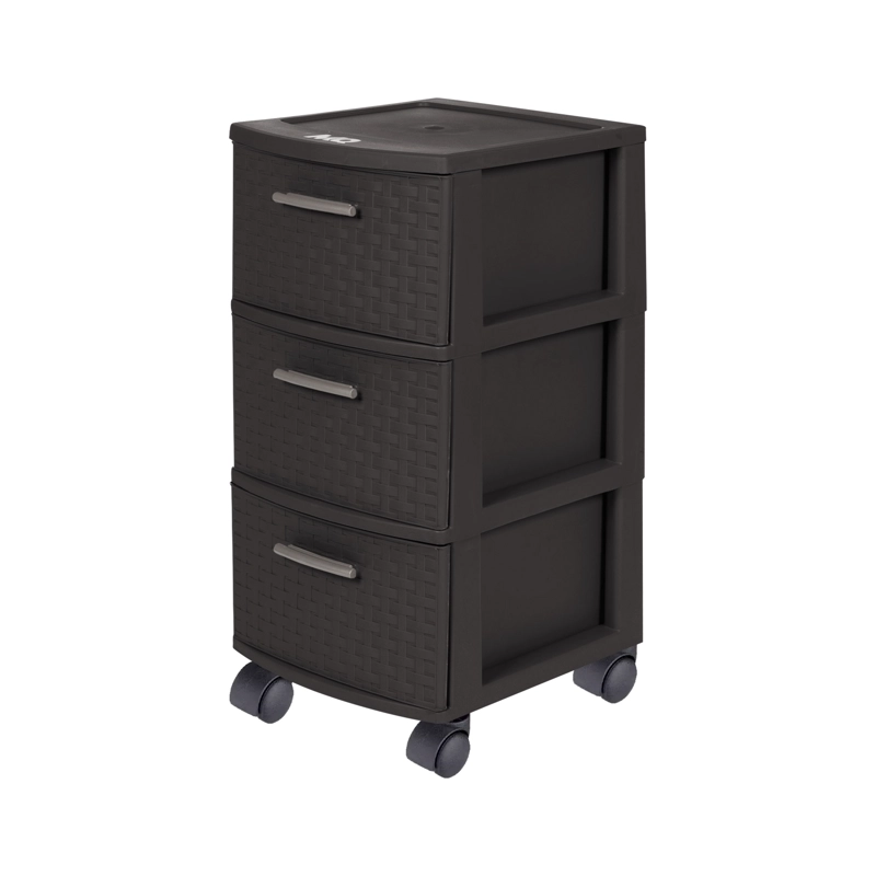 CAJONERO 3 NIVELES INFINITY RATTAN MARRON MQ QRUBBER - 1