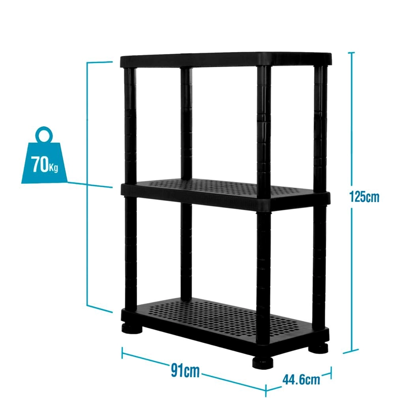 ESTANTERÍA MODULAR QRUBBER 3 NIVELES SUPERFORTE MQ NEGRO - 5