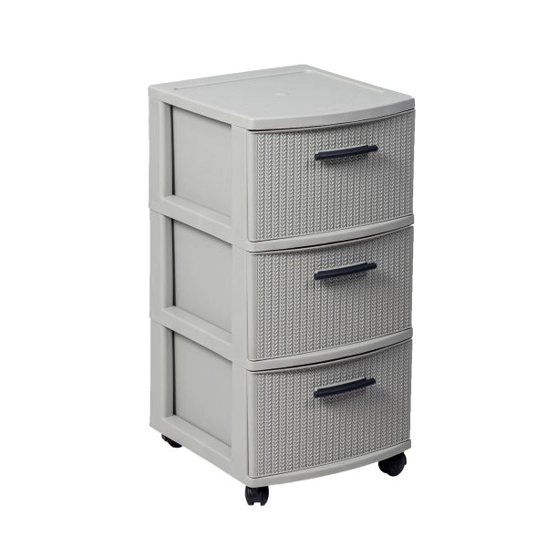 CAJONERO 3 NIVELES CROCHET GRIS TIPO RATTAN MQ QRUBBER - 1