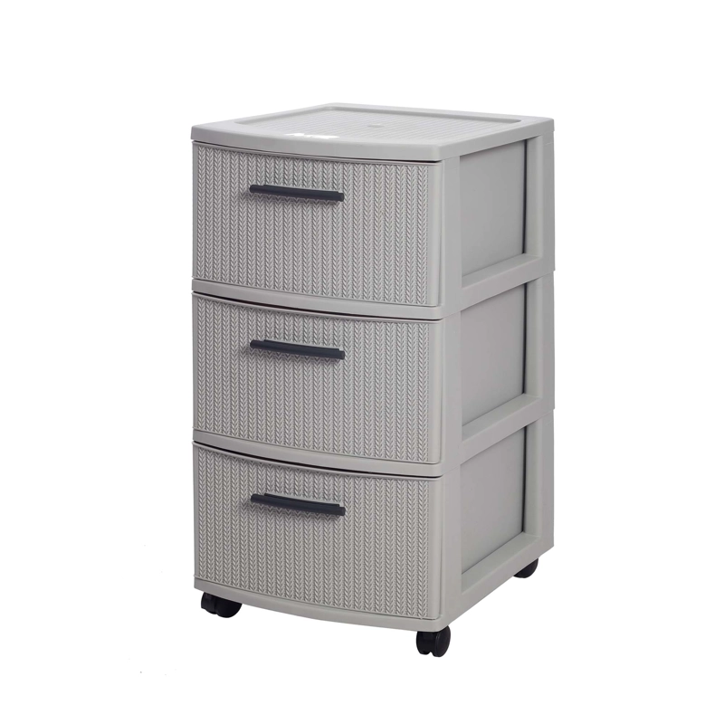 CAJONERO 3 NIVELES CROCHET GRIS TIPO RATTAN MQ QRUBBER - 2