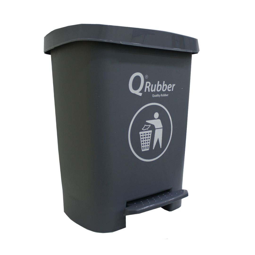 BASURERO CONTENEDOR QRUBBER BASURA 30L GRIS PEDAL - 1