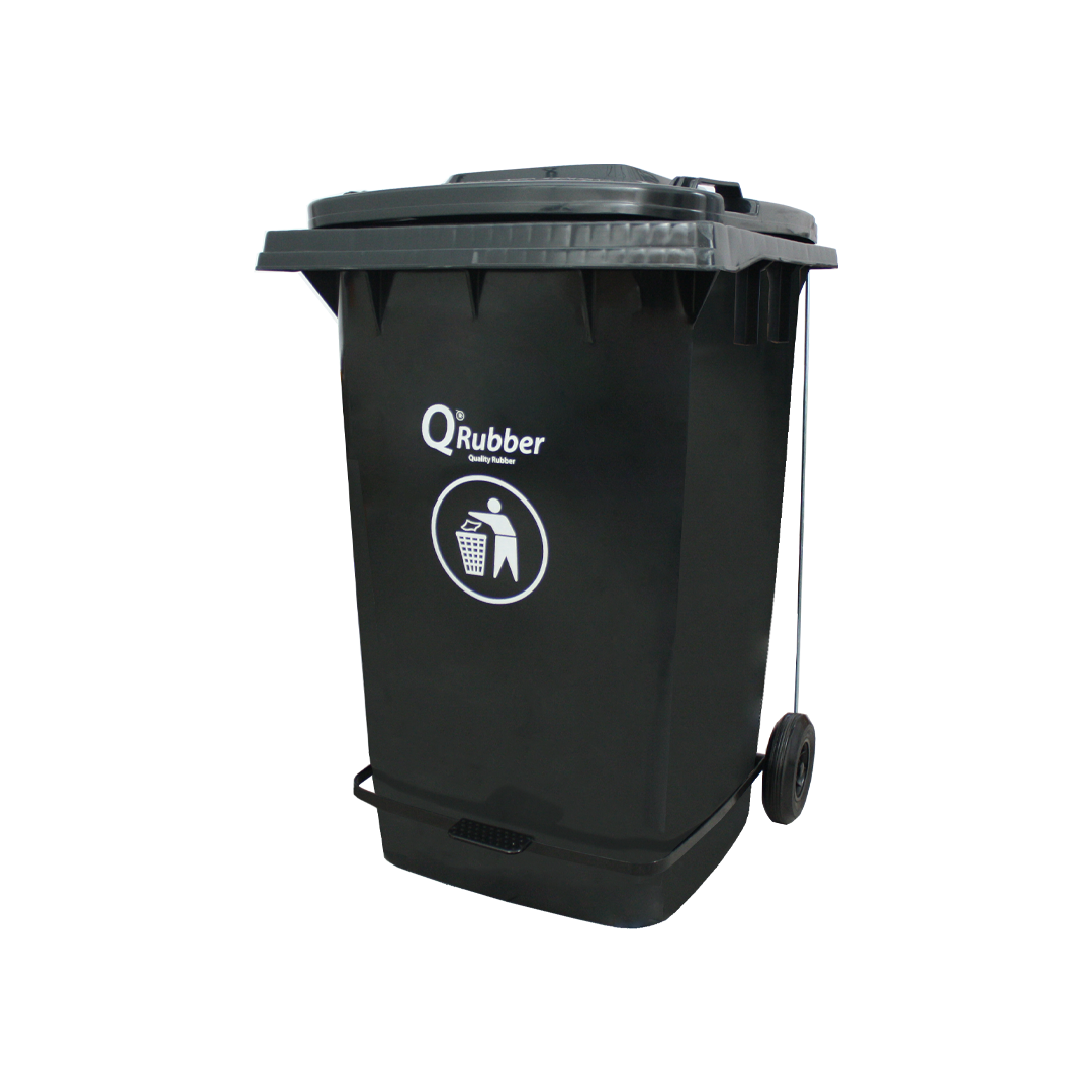 BASURERO CONTENEDOR BASURA 360 LTS GRIS CON PEDAL QRUBBER - 1