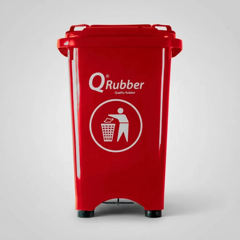 BASURERO CONTENEDOR QRUBBER BASURA 50L PEDAL ROJO - 4