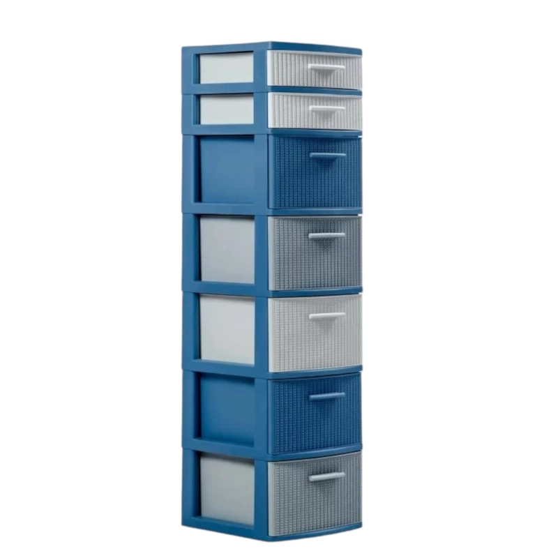 CAJONERO 7 NIVELES SPACE AZUL BLANCO TIPO RATTAN MQ QRUBBER - 1