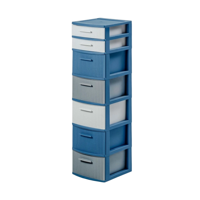 CAJONERO 7 NIVELES SPACE AZUL BLANCO TIPO RATTAN MQ QRUBBER - 6