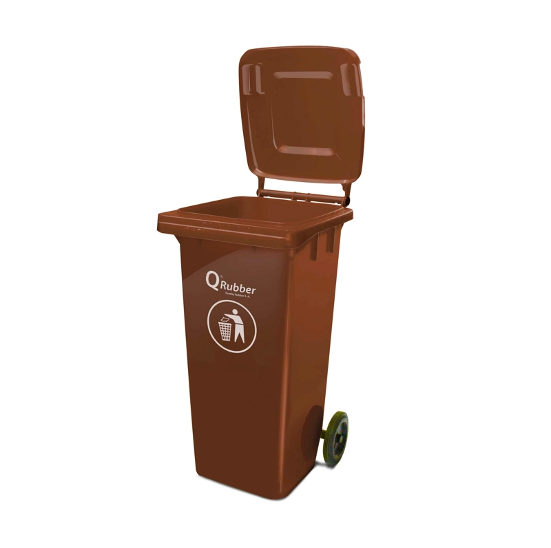 BASURERO CONTENEDOR BASURA 120 LTS. CAFE  QRUBBER - 3