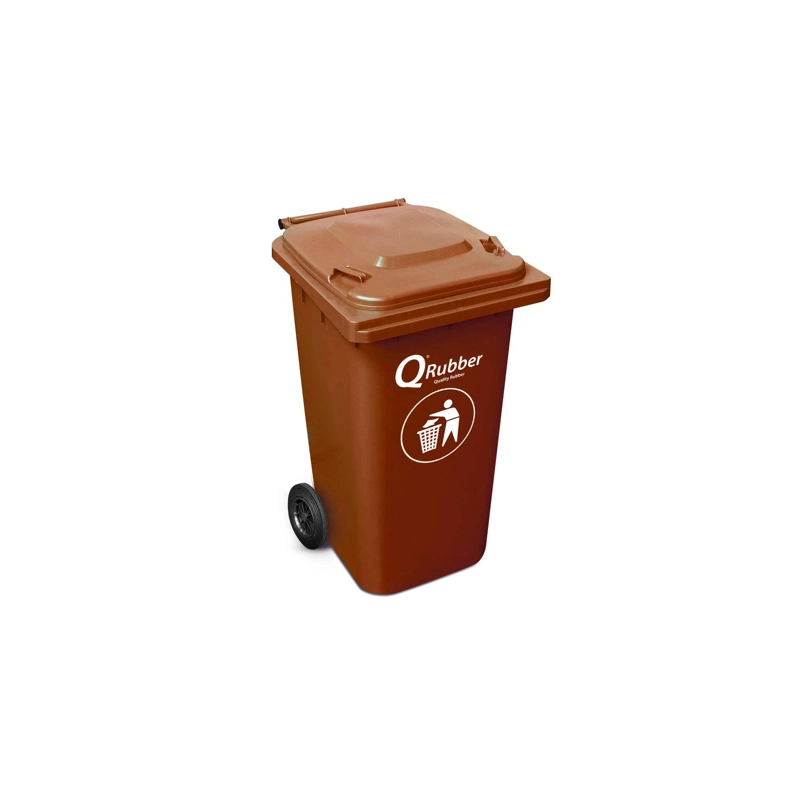 BASURERO CONTENEDOR BASURA 120 LTS. CAFE  QRUBBER - 4