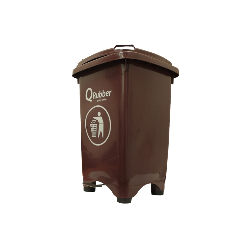 BASURERO QRUBBER CONTENEDOR BASURA 50 LTS. CON PEDAL CAFÉ - 2