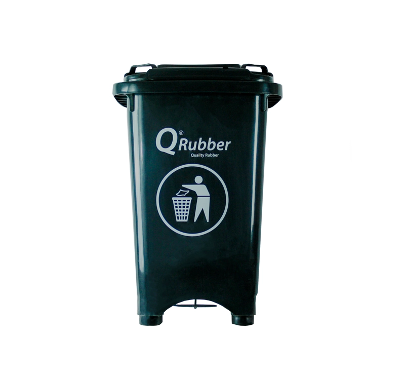BASURERO QRUBBER CONTENEDOR BASURA 50 LTS. CON PEDAL GRIS - 1