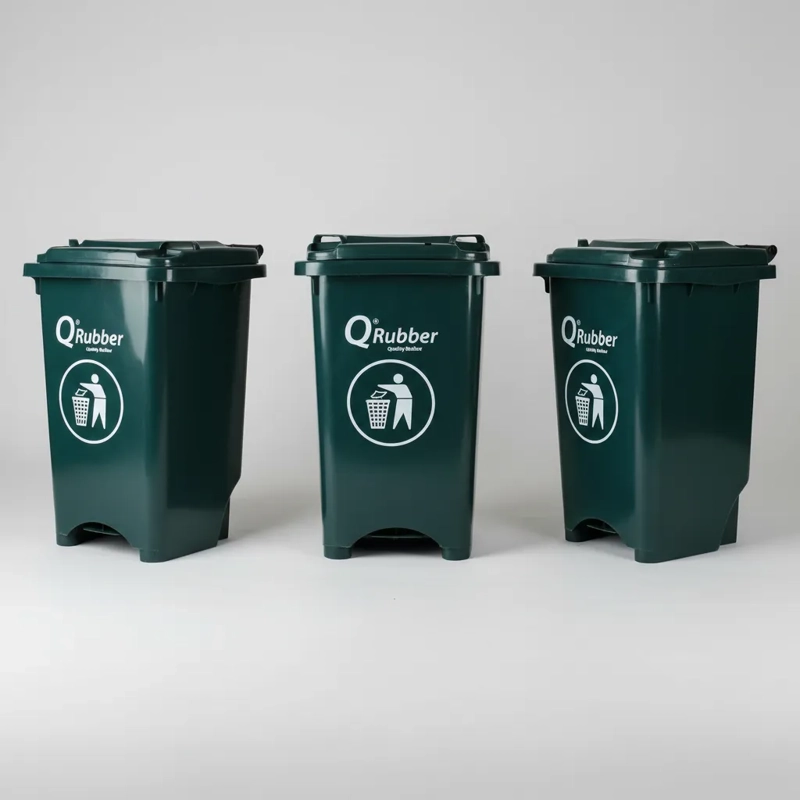 BASURERO QRUBBER CONTENEDOR BASURA 50 LTS. CON PEDAL GRIS - 3