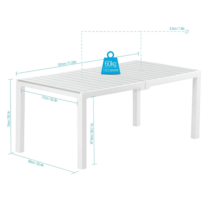 MESA RECTANGULAR MADEIRA SIMIL MADERA PLATEADA MQ QRUBBER - 2