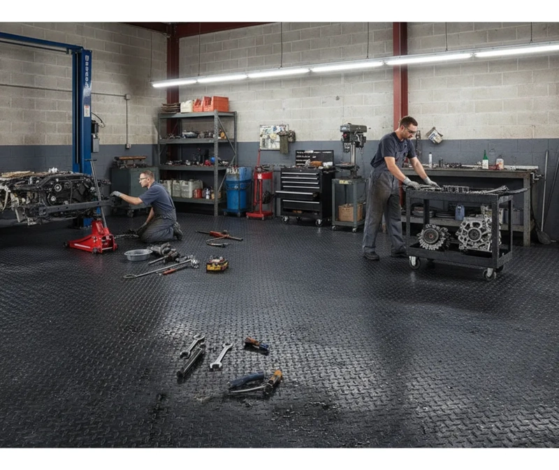 PISO GOMA ANTIDESLIZANTE DIAMANTADO NEGRO 1.30X20MTS QRUBBER - 4