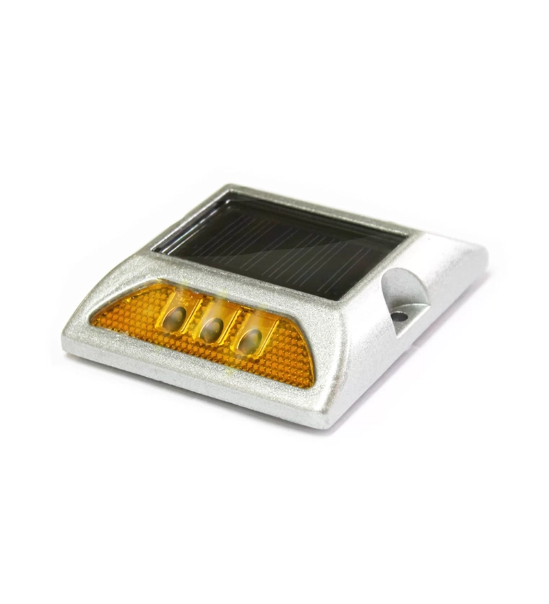 TACHA VIAL SOLAR SIN VASTAGO DOBLE LED AMARILLA QRUBBER - 1