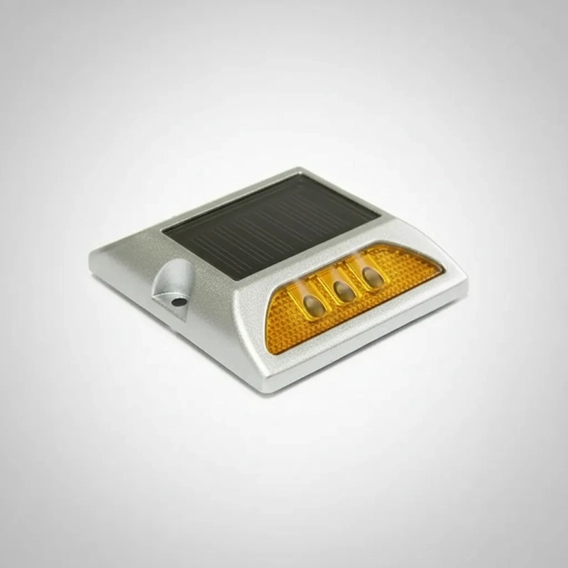 TACHA VIAL SOLAR SIN VASTAGO DOBLE LED AMARILLA QRUBBER - 4