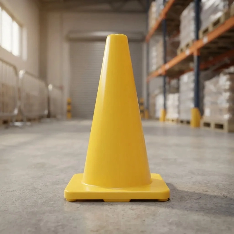 CONO VIAL AMARILLO 70CM BASE TRADICIONAL SIN CINTA QRUBBER - 2