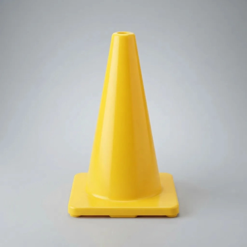 CONO VIAL AMARILLO 70CM BASE TRADICIONAL SIN CINTA QRUBBER - 4