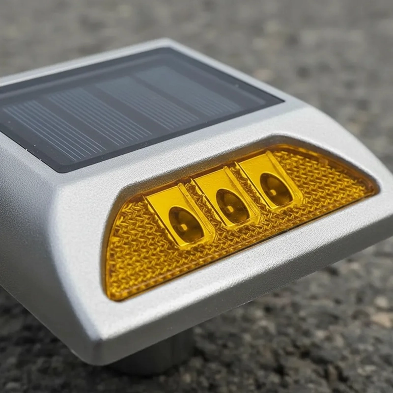 TACHA SOLAR 132X122X74MM DOBLE LED AMARILLO QRUBBER - 3