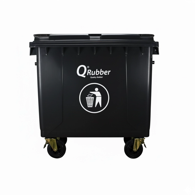 BASURERO CONTENEDOR BASURA 660 LTS NEGRO QRUBBER - 1