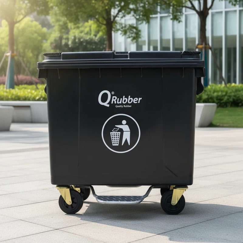BASURERO CONTENEDOR BASURA 660 LTS NEGRO QRUBBER - 2