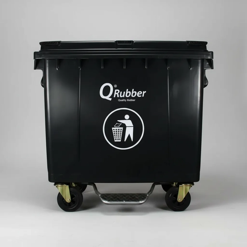 BASURERO CONTENEDOR BASURA 660 LTS NEGRO QRUBBER - 4