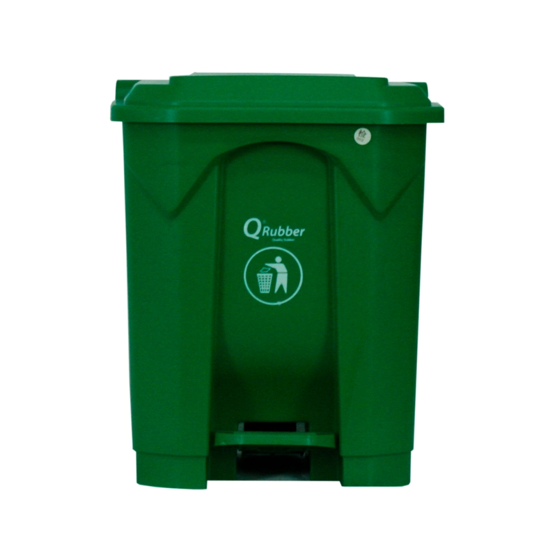 BASURERO CONTENEDOR BASURA 30LTS. CON PEDAL VERDE QRUBBER - 1