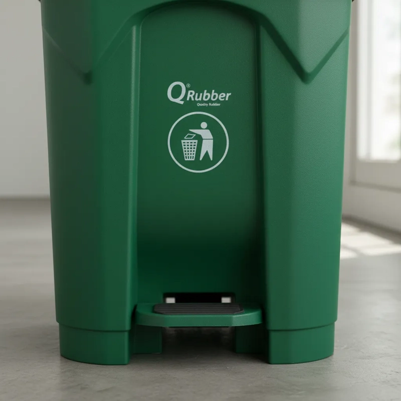 BASURERO CONTENEDOR BASURA 30LTS. CON PEDAL VERDE QRUBBER - 3