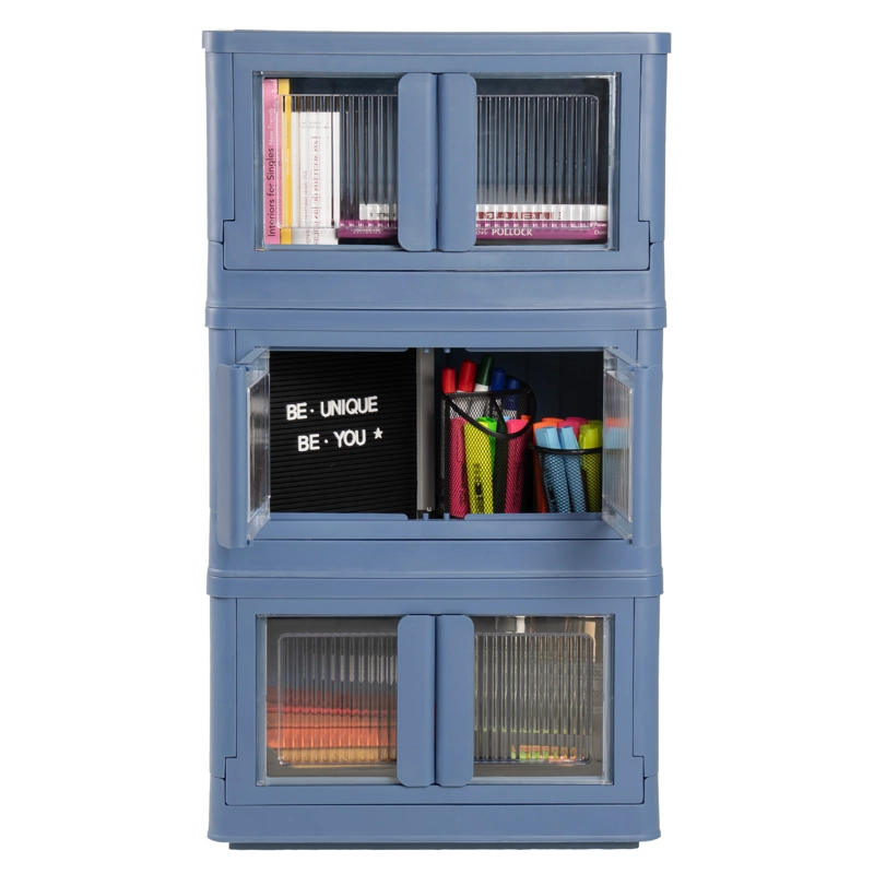 CAJA PLEGABLE ORGANIZADORA 3 NIVELES AZUL MQ QRUBBER - 3