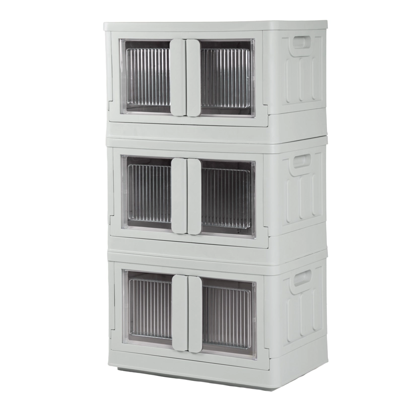 CAJA PLEGABLE ORGANIZADORA 3 NIVELES GRIS MQ QRUBBER - 2