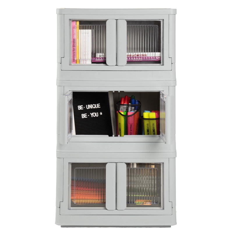 CAJA PLEGABLE ORGANIZADORA 3 NIVELES GRIS MQ QRUBBER - 3