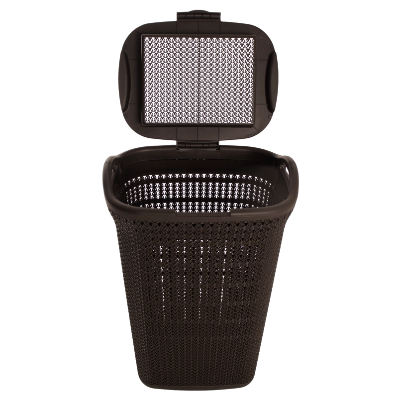 CANASTO PARA ROPA PLASTICO 54L CROCHET CAFE  MQ QRUBBER - 2