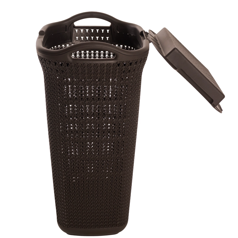 CANASTO PARA ROPA PLASTICO 54L CROCHET CAFE  MQ QRUBBER - 3