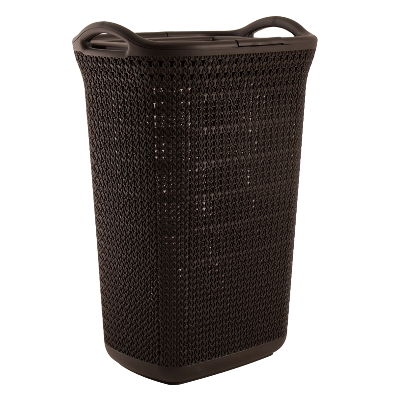 CANASTO PARA ROPA PLASTICO 54L CROCHET CAFE  MQ QRUBBER - 4
