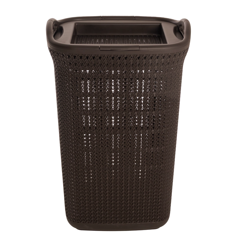 CANASTO PARA ROPA PLASTICO 54L CROCHET CAFE  MQ QRUBBER - 5