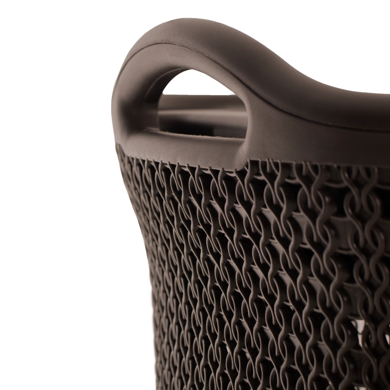 CANASTO PARA ROPA PLASTICO 54L CROCHET CAFE  MQ QRUBBER - 6
