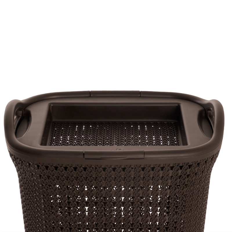 CANASTO PARA ROPA PLASTICO 54L CROCHET CAFE  MQ QRUBBER - 7