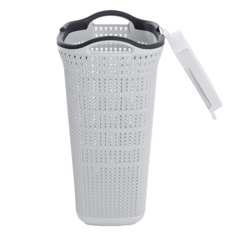 CANASTO PARA ROPA PLASTICO 54L CROCHET GRIS MQ QRUBBER - 2