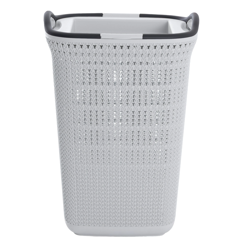 CANASTO PARA ROPA PLASTICO 54L CROCHET GRIS MQ QRUBBER - 3