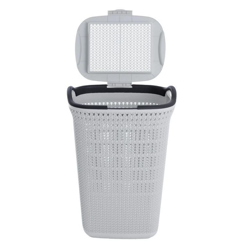 CANASTO PARA ROPA PLASTICO 54L CROCHET GRIS MQ QRUBBER - 4