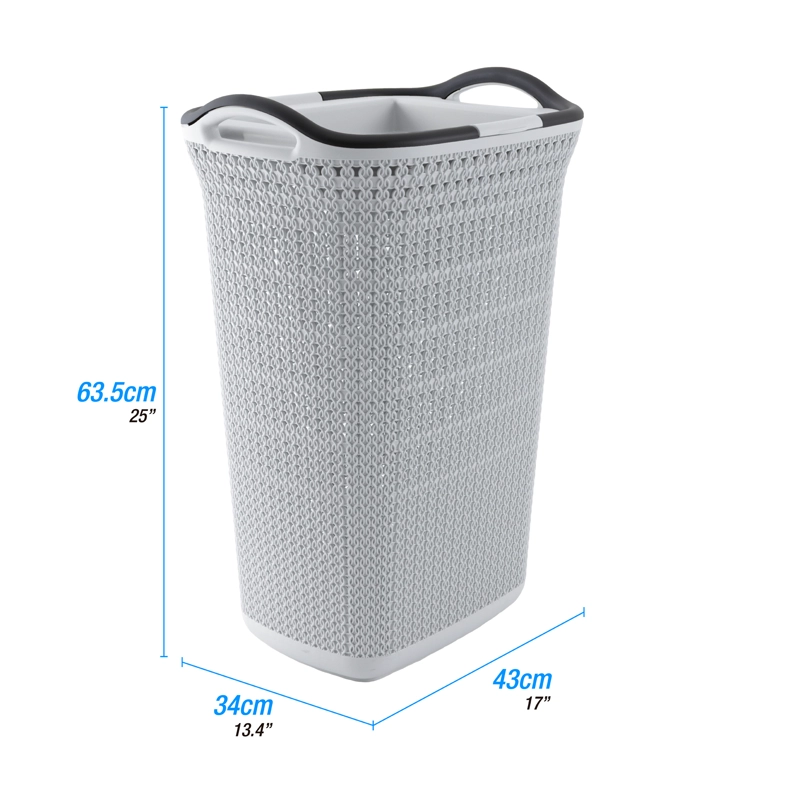 CANASTO PARA ROPA PLASTICO 54L CROCHET GRIS MQ QRUBBER - 5