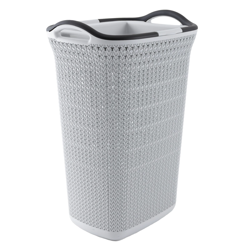 CANASTO PARA ROPA PLASTICO 54L CROCHET GRIS MQ QRUBBER - 6
