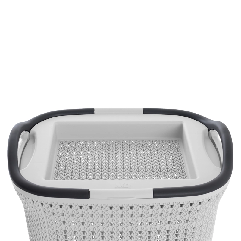 CANASTO PARA ROPA PLASTICO 54L CROCHET GRIS MQ QRUBBER - 7