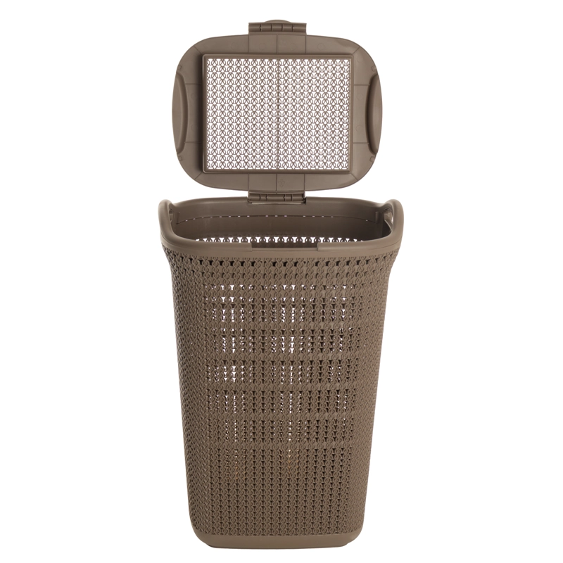 CANASTO PARA ROPA PLASTICO 54L CROCHET MOCCA MQ QRUBBER - 2