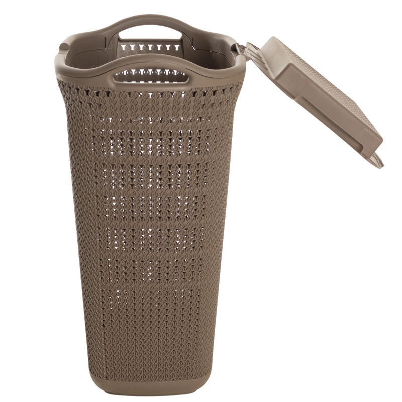 CANASTO PARA ROPA PLASTICO 54L CROCHET MOCCA MQ QRUBBER - 3