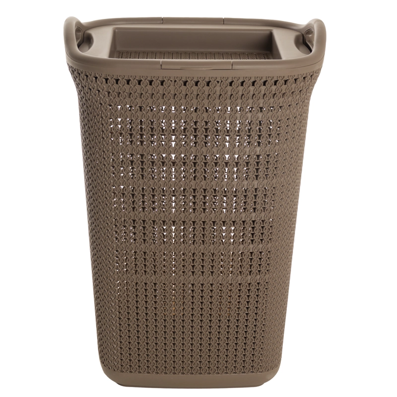CANASTO PARA ROPA PLASTICO 54L CROCHET MOCCA MQ QRUBBER - 4