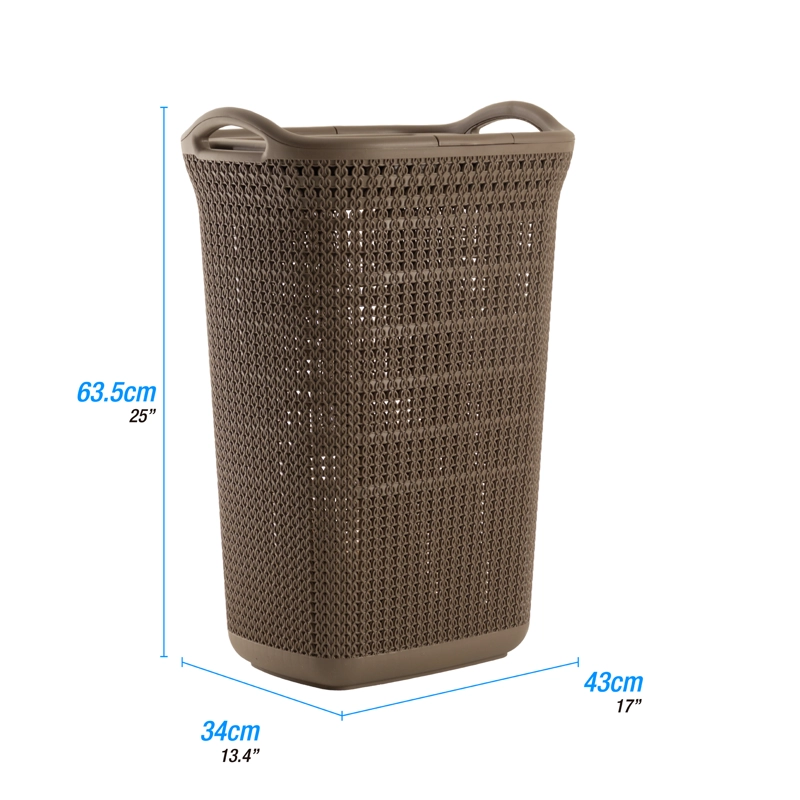 CANASTO PARA ROPA PLASTICO 54L CROCHET MOCCA MQ QRUBBER - 5