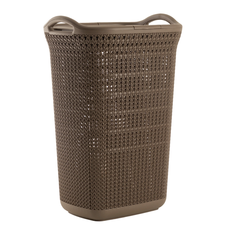 CANASTO PARA ROPA PLASTICO 54L CROCHET MOCCA MQ QRUBBER - 6