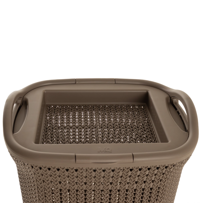 CANASTO PARA ROPA PLASTICO 54L CROCHET MOCCA MQ QRUBBER - 8