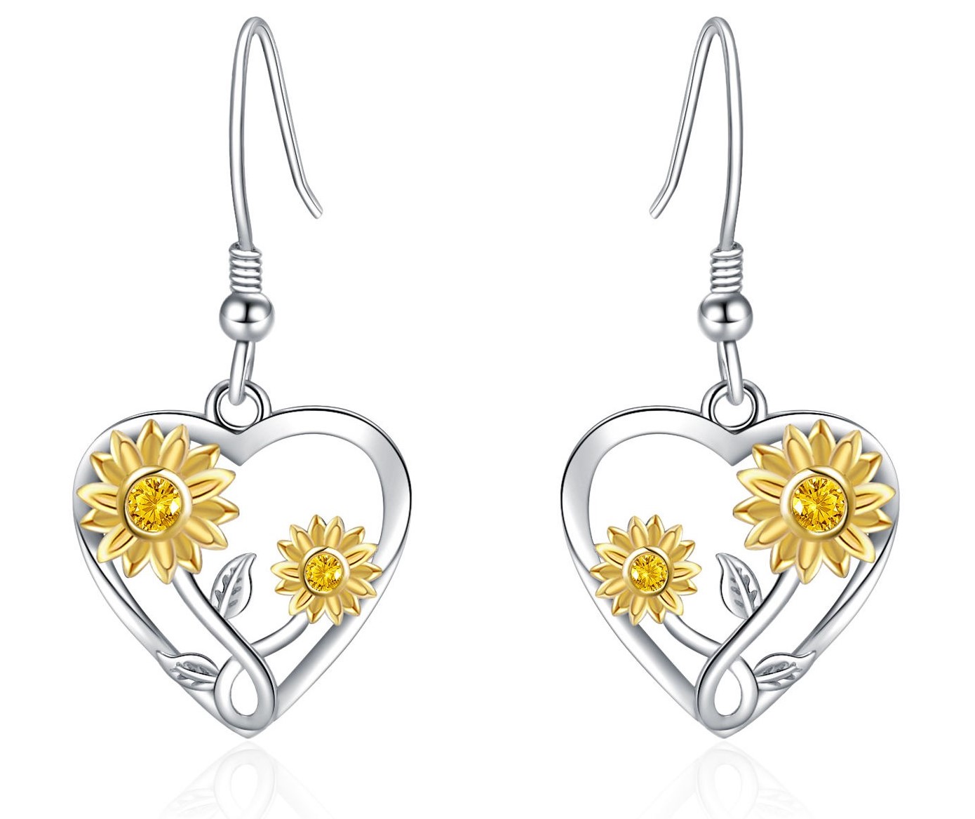 AROS PENDIENTES GIRASOL PLATA 925 - 1