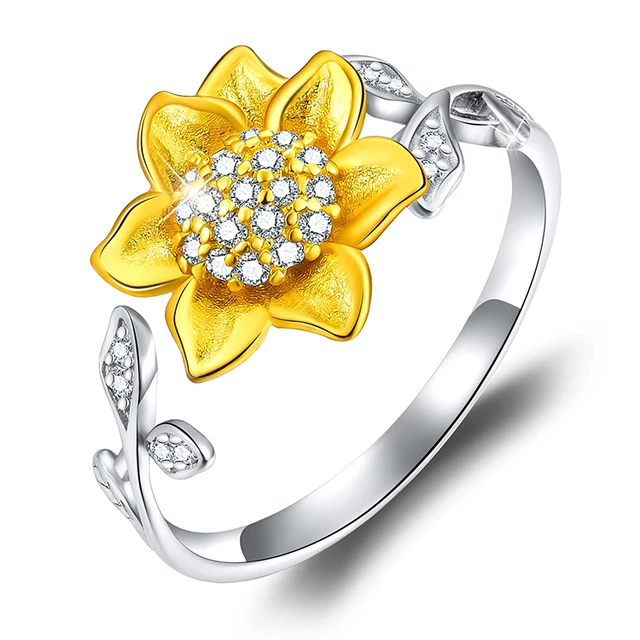ANILLO GIRASOL AJUSTABLE PLATA 925 - 1